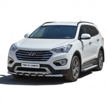 Пороги бумер алюминиевые с резинкой, Техно Сфера Hyundai (Хюндаи) Grand Santa Fe (гранд)  1 DM (2013-2018) 1 DM дорестайлинг, рестайлинг