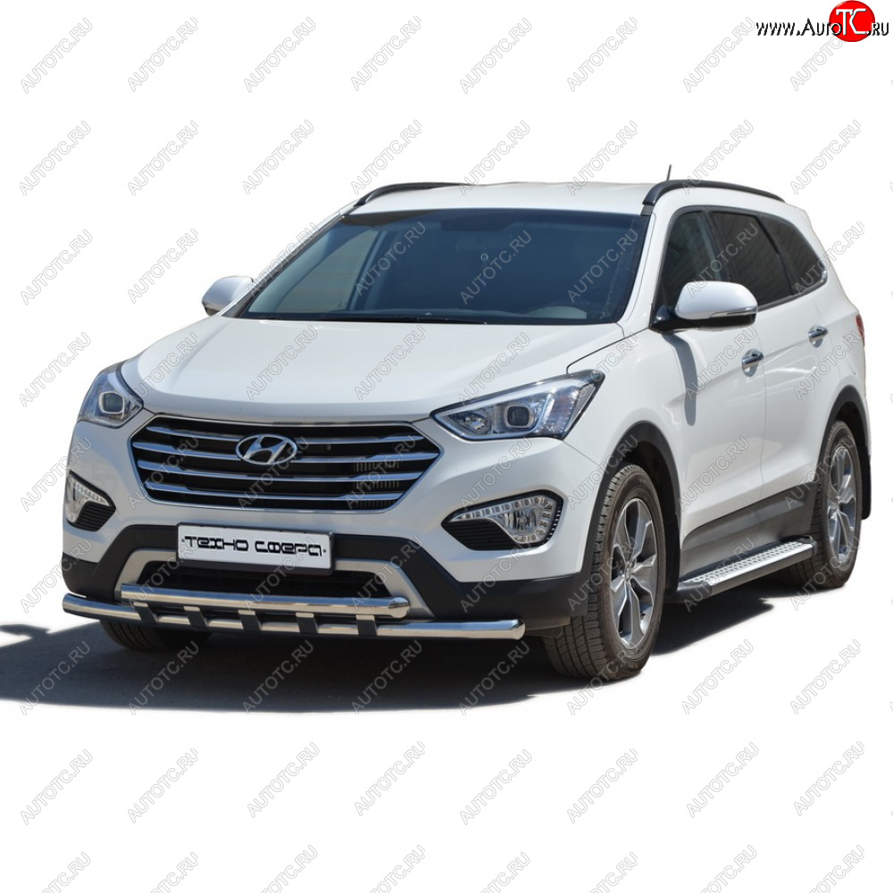 31 999 р. Пороги бумер алюминиевые с резинкой, Техно Сфера  Hyundai Grand Santa Fe  1 DM (2013-2018) дорестайлинг, рестайлинг (Черный глянец)  с доставкой в г. Москва