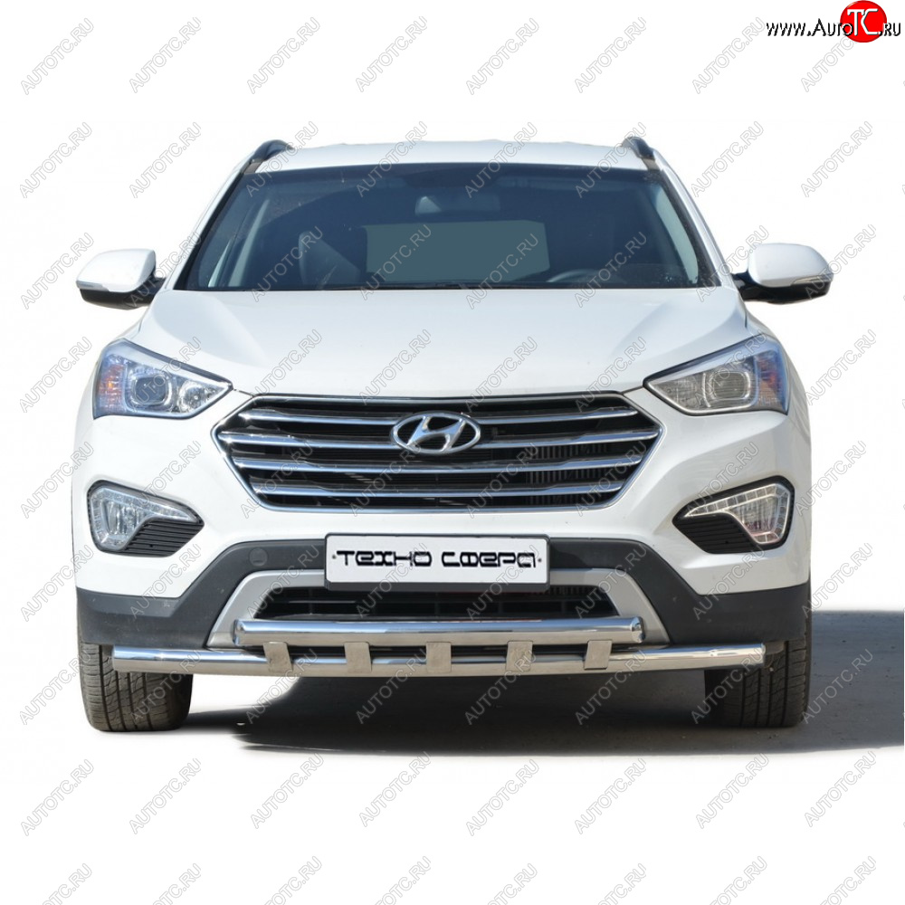 30 999 р. Защита переда труба двойная нержавейка d63.5, Техно Сфера  Hyundai Grand Santa Fe  1 DM (2013-2018) дорестайлинг, рестайлинг  с доставкой в г. Москва