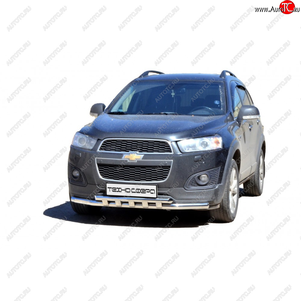 10 599 р. Защита переда труба двойная крашенная d63,5, Техно Сфера Chevrolet Captiva  дорестайлинг (2006-2011) (Черный глянец)  с доставкой в г. Москва