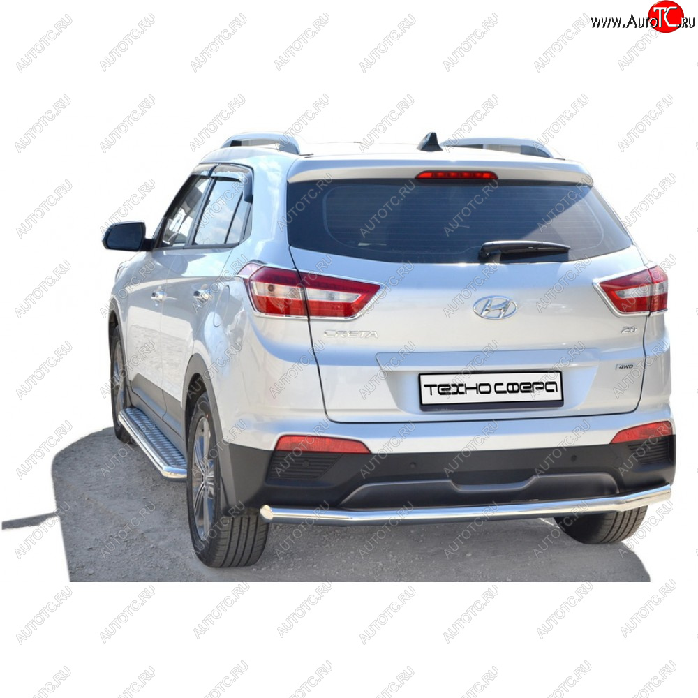 8 799 р. Защита заднего бампера d63,5 Техно Сфера Hyundai Creta GS дорестайлинг (2015-2019) (черный глянцевый)  с доставкой в г. Москва