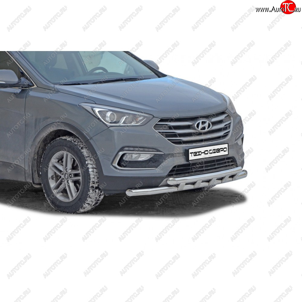 30 999 р. Защита переда труба двойная нержавейка d63,5, Техно Сфера  Hyundai Santa Fe  DM (2015-2019) рестайлинг (Нержавейка)  с доставкой в г. Москва