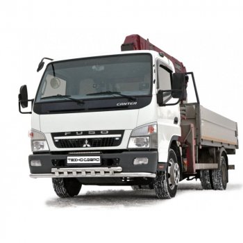 12 699 р. Защита переднего бампера (Труба двойная) Техно Сфера  Mitsubishi Fuso Canter (2000-2025) (белая)  с доставкой в г. Москва. Увеличить фотографию 1