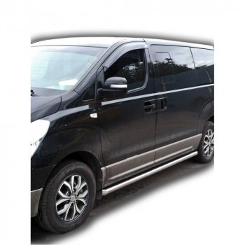 10 899 р. Защита порогов труба крашенная d63,5, Техно Сфера Hyundai Starex/Grand Starex/H1 TQ рестайлинг (2014-2018) (Черный матовый)  с доставкой в г. Москва. Увеличить фотографию 1