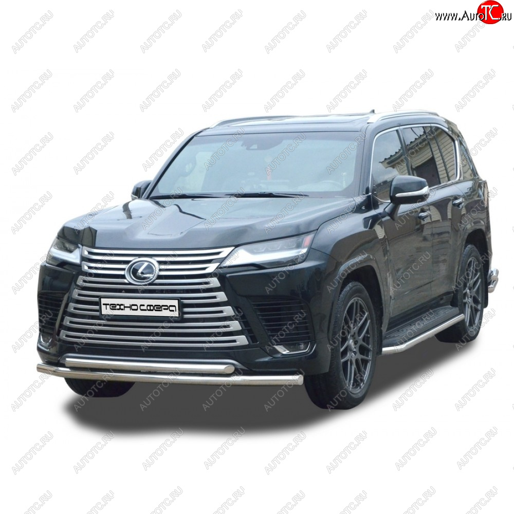 36 999 р. Защита переда труба двойная нержавейка d63, d51, Техно Сфера  Lexus LX600  J310 (2021-2022) (Нержавейка)  с доставкой в г. Москва