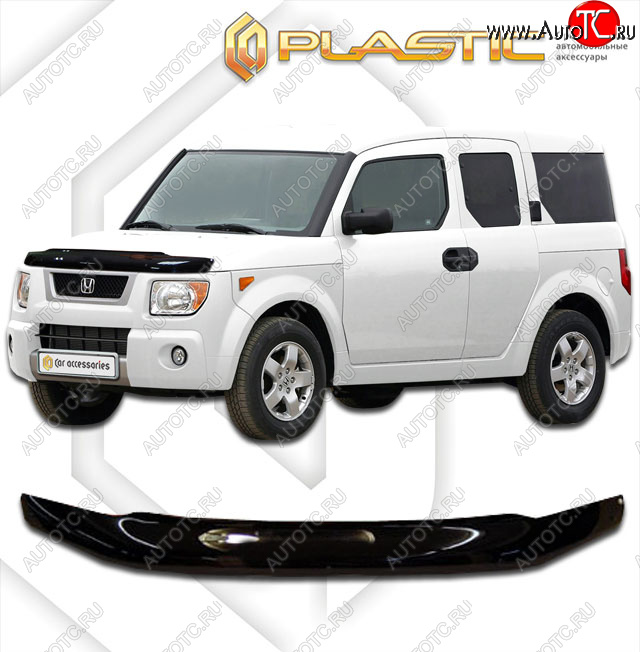 1 999 р. Дефлектор капота CA-Plastic  Honda Element  1 (2003-2008) YH дорестайлинг, YH 1-ый рестайлинг (classic черный, без надписи)  с доставкой в г. Москва