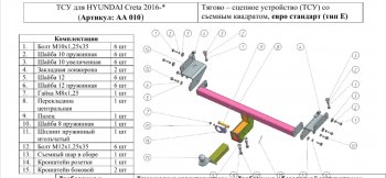 9 399 р. Фаркоп (шар E) Авто-Арсенал Hyundai Creta GS дорестайлинг (2015-2019)  с доставкой в г. Москва. Увеличить фотографию 8