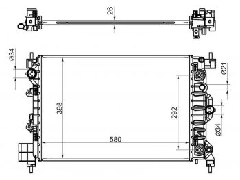 5 349 р. Радиатор SAT  Chevrolet Aveo  T300 (2011-2015), Opel Mokka (2012-2019)  с доставкой в г. Москва. Увеличить фотографию 1