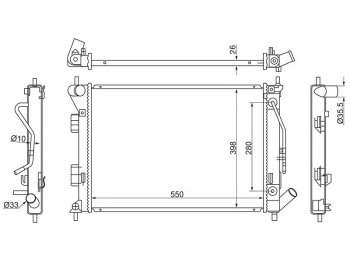 4 399 р. Радиатор охлаждающей жидкости SAT Hyundai Elantra MD дорестайлинг (2010-2013)  с доставкой в г. Москва. Увеличить фотографию 1
