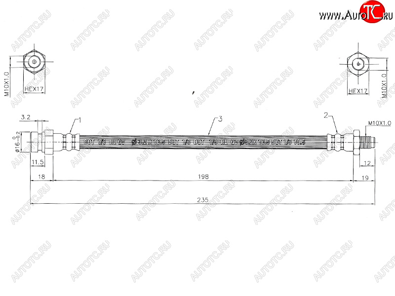 839 р. Шланг тормозной задний LH=RH SAT  Mitsubishi Lancer  9 - Outlander  CU  с доставкой в г. Москва