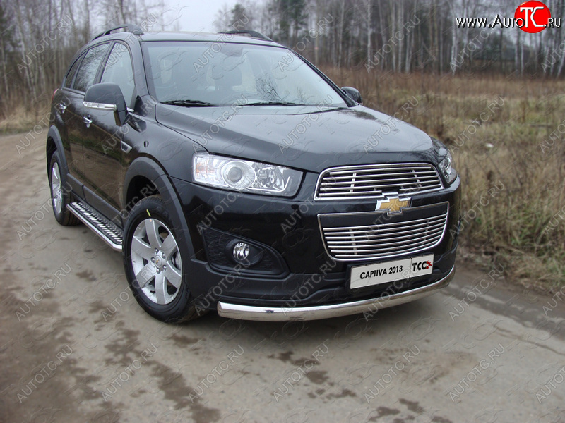 17 749 р. Защита переднего бампера овальная 75х42 мм ТСС тюнинг Chevrolet Captiva 2-ой рестайлинг (2013-2016) (нержавейка)  с доставкой в г. Москва