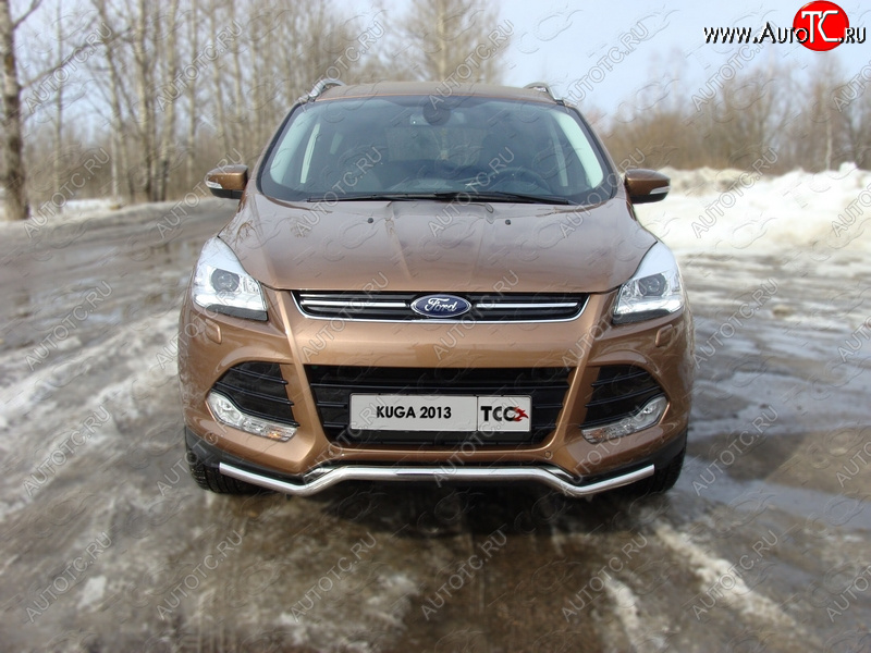 10 949 р. Защита переднего бампера нижняя d42,4 мм ТСС Тюнинг Ford Kuga 2 дорестайлинг (2013-2016) (нержавейка)  с доставкой в г. Москва