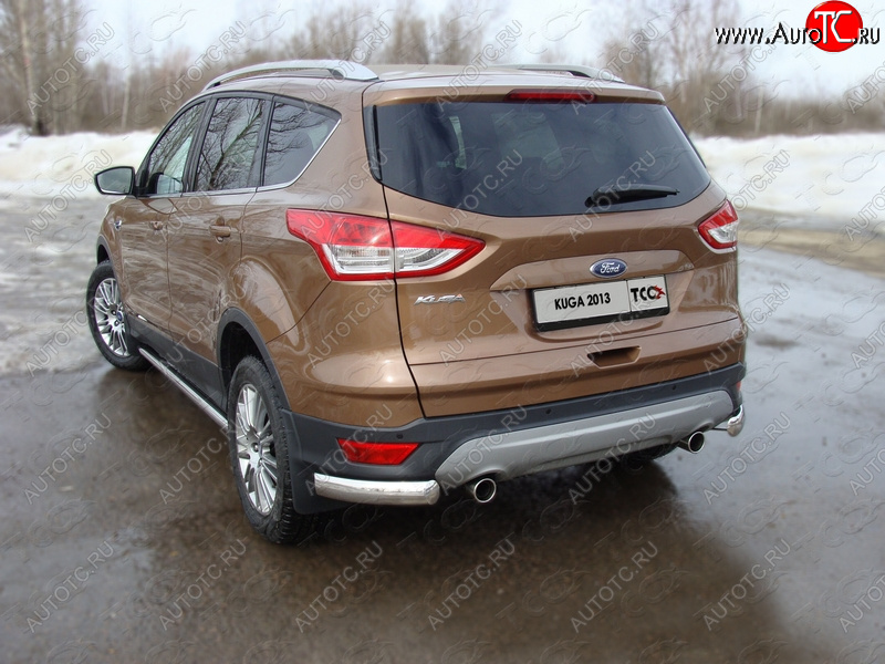 12 999 р. Защита задняя уголки овальные 75х42 мм, ТСС Тюнинг Ford Kuga 2 дорестайлинг (2013-2016)  с доставкой в г. Москва