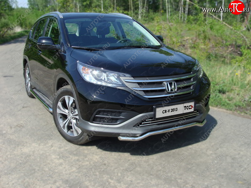 10 949 р. Защита переднего бампера кенгурин короткий d42,4 мм ТСС Тюнинг Honda CR-V RM1,RM3,RM4 дорестайлинг (2012-2015) (нержавейка)  с доставкой в г. Москва