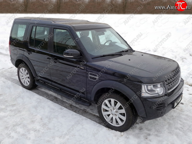 21 349 р. Пороги алюминиевые с пластиковой накладкой ТСС Тюнинг  Land Rover Discovery  4 L319 (2009-2016) (карбон черные)  с доставкой в г. Москва