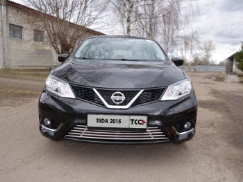 Вставка переднего бампера ТСС Тюнинг Nissan Tiida 2 хэтчбек C13 дорестайлинг (2015-2016) ()