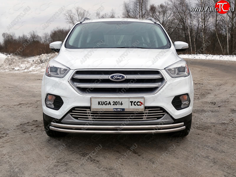 6 449 р. Рамка гос. номера ТСС Тюнинг Ford Kuga 2 рестайлинг (2016-2019) (нержавейка)  с доставкой в г. Москва