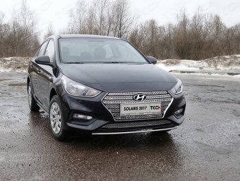 6 249 р. Рамка гос. номера ТСС Тюнинг Hyundai Solaris HCR седан дорестайлинг (2017-2020) (нержавейка)  с доставкой в г. Москва. Увеличить фотографию 1