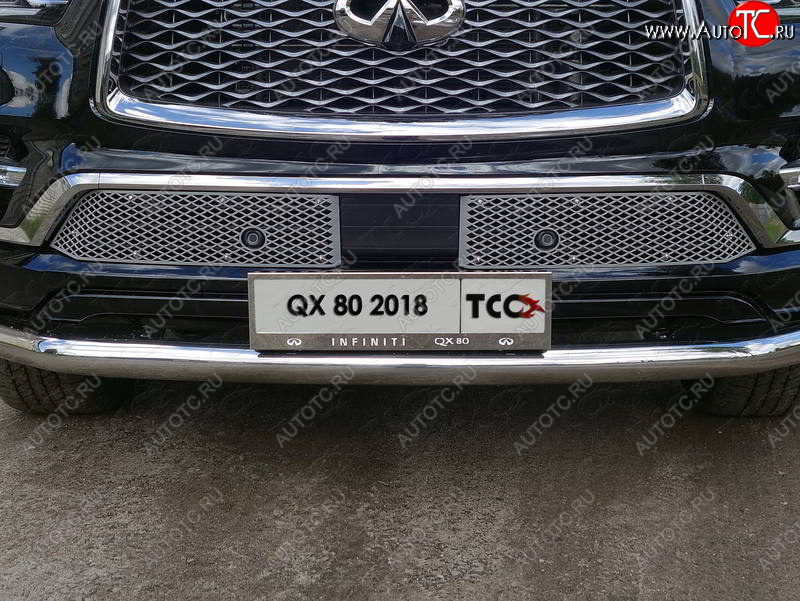 6 449 р. Рамка гос. номера ТСС Тюнинг  INFINITI QX80  Z62 (2018-2024) 2-ой рестайлинг (нержавейка)  с доставкой в г. Москва