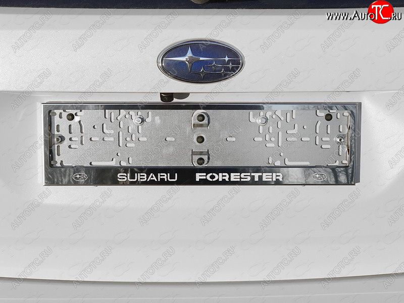 6 449 р. Рамка гос. номера ТСС Тюнинг Subaru Forester SK/S14 дорестайлинг (2018-2021) (нержавейка)  с доставкой в г. Москва