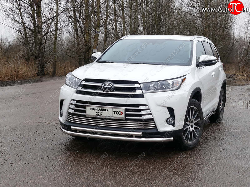 6 449 р. Рамка гос. номера ТСС Тюнинг Toyota Highlander XU50 рестайлинг (2016-2020) (нержавейка)  с доставкой в г. Москва