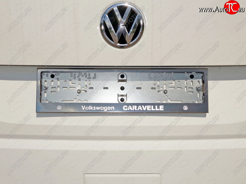 6 449 р. Рамка гос. номера ТСС Тюнинг Volkswagen Caravelle T6 дорестайлинг (2015-2019) (нержавейка)  с доставкой в г. Москва