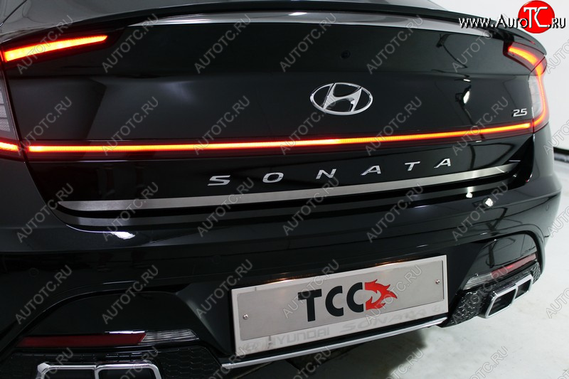 1 199 р. Накладка на крышку багажника ТСС Тюнинг  Hyundai Sonata  DN8 (2019-2022) (Лист шлифованный)  с доставкой в г. Москва