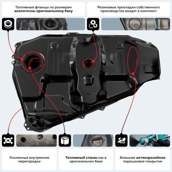 19 499 р. Топливный бак ORKA Toyota Corolla Verso AR10 (2004-2009) (стальной (антикоррозия))  с доставкой в г. Москва. Увеличить фотографию 18