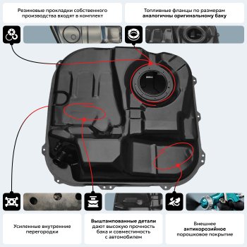 9 999 р. Топливный бак (645х690х245), (Дизель + Бензин), (антикоррозия) сталь ORKA Ford Tourneo Custom рестайлинг (2017-2021)  с доставкой в г. Москва. Увеличить фотографию 17