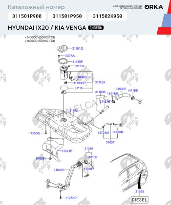 10 849 р. Топливный бак сталь (антикоррозия) Hyundai i20 GB хэтчбэк 5 дв. дорестайлинг (2014-2018)  с доставкой в г. Москва. Увеличить фотографию 11