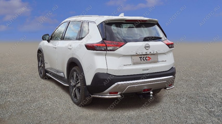 15 399 р. Защита заднего бампера (уголки) d 42,4 мм ТСС Тюнинг  Nissan X-trail  4 T33 (2021-2025) дорестайлинг (нержавейка)  с доставкой в г. Москва