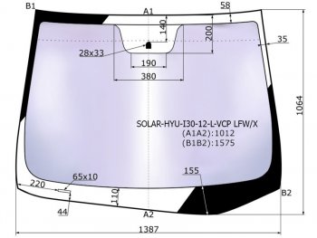 Стекло лобовое (Атермальное) XYG Hyundai (Хюндаи) I30 (и30)  2 GD (2011-2017) 2 GD дорестайлинг универсал, дорестайлинг, хэтчбэк 5 дв., рестайлинг универсал, рестайлинг, хэтчбэк 5 дв.