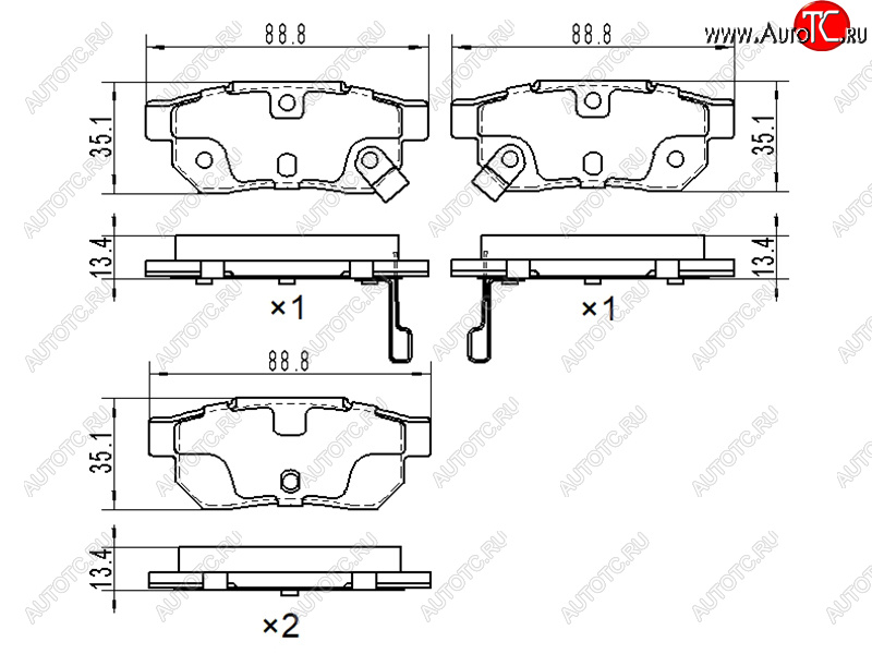 679 р. Колодки тормозные задние RH-LH SAT  Honda Fit ( GP,GK,  3,  3 GP,GK) (2013-2020)  дорестайлинг, GP,GK 1-ый рестайлинг, 2-ой рестайлинг  с доставкой в г. Москва