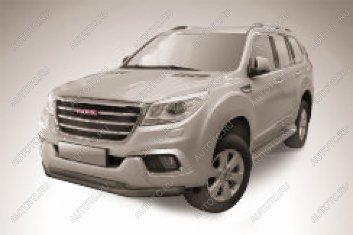 16 699 р. Защита переднего бампера d76+d57 двойная Slitkoff  Haval H9 (2017-2025) 1-ый рестайлинг, 2-ой рестайлинг (нержавейка с полимерным покрытием в цвет черный)  с доставкой в г. Москва