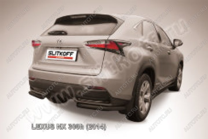 9 849 р. Защита заднего бампера уголки d57 Slitkoff  Lexus NX300h  Z10 (2014-2017) дорестайлинг (нержавейка с полимерным покрытием в цвет черный)  с доставкой в г. Москва