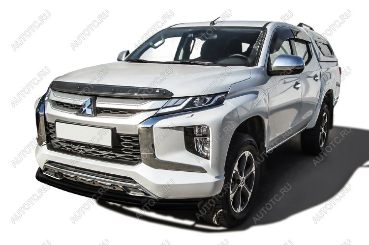 17 899 р. Защита переднего бампера d57+d42 двойная Slitkoff  Mitsubishi L200  5 KK,KL (2018-2022) рестайлинг (нержавейка с полимерным покрытием в цвет черный)  с доставкой в г. Москва