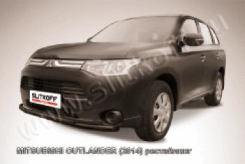 Защита переднего бампера d57+d42 двойная Slitkoff Mitsubishi (Митсубиси) Outlander (Аутлэндэр)  GF (2014-2016) GF 1-ый рестайлинг