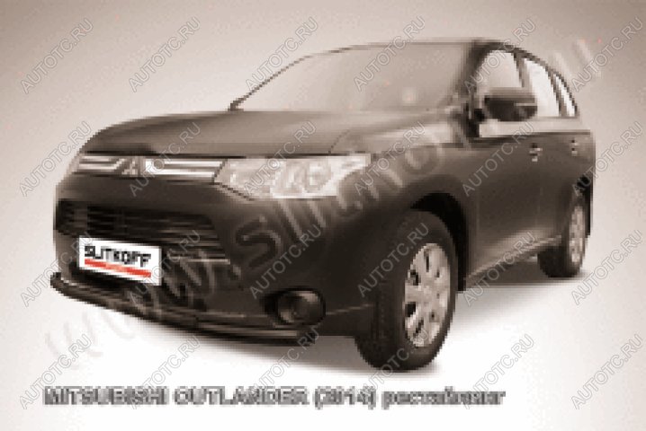 13 899 р. Защита переднего бампера d57+d42 двойная Slitkoff  Mitsubishi Outlander  GF (2014-2016) 1-ый рестайлинг (нержавейка с полимерным покрытием в цвет черный)  с доставкой в г. Москва