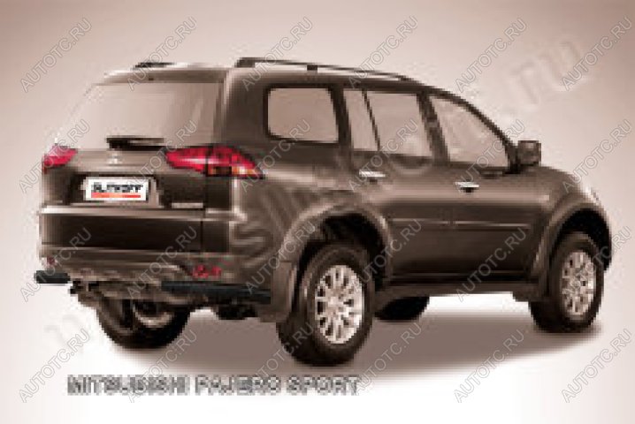 7 349 р. Защита заднего бампера уголки d57 Slitkoff  Mitsubishi Pajero Sport  PA (2004-2008) рестайлинг (нержавейка с полимерным покрытием в цвет черный)  с доставкой в г. Москва