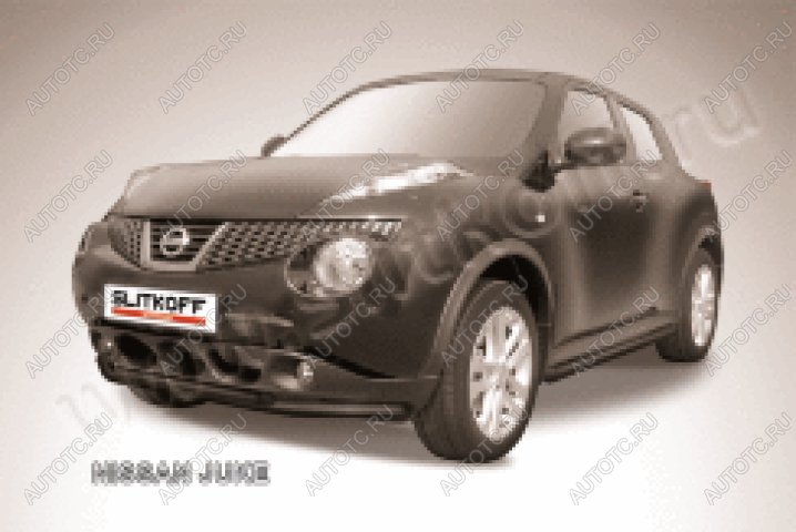 13 199 р. Защита переднего бампера d57+d42 двойная Slitkoff  Nissan Juke  1 YF15 (2010-2014) дорестайлинг (нержавейка с полимерным покрытием в цвет черный)  с доставкой в г. Москва