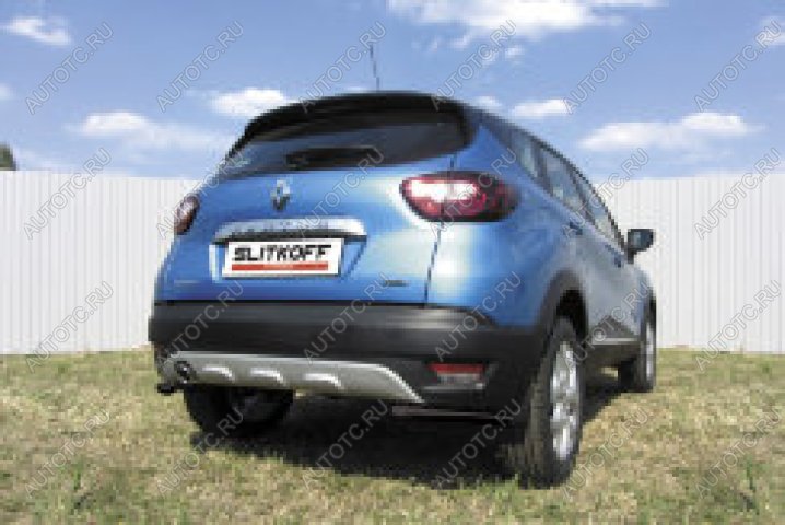 8 399 р. Защита заднего бампера уголки d42 (2WD) Slitkoff  Renault Kaptur (2016-2020) дорестайлинг (нержавейка с полимерным покрытием в цвет черный)  с доставкой в г. Москва