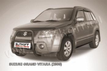 Защита переднего бампера кенгурятник d57 высокий Slitkoff Suzuki (Сузуки) Grand Vitara (Гран) ( JT 5 дверей,  JT 3 двери) (2005-2008) JT 5 дверей, JT 3 двери дорестайлинг, дорестайлинг