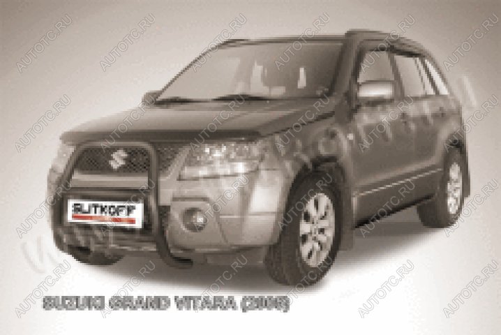 26 399 р. Защита переднего бампера кенгурятник d57 высокий Slitkoff  Suzuki Grand Vitara ( JT 5 дверей,  JT 3 двери) (2005-2008) дорестайлинг, дорестайлинг (нержавейка с полимерным покрытием в цвет черный)  с доставкой в г. Москва