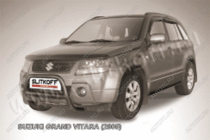 24 449 р. Защита переднего бампера кенгурятник d57 низкий Slitkoff  Suzuki Grand Vitara ( JT 5 дверей,  JT 3 двери) (2005-2008) дорестайлинг, дорестайлинг (нержавейка с полимерным покрытием в цвет черный)  с доставкой в г. Москва