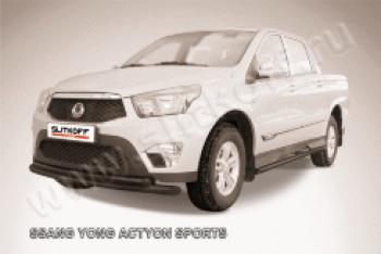 Защита переднего бампера d76+d57 двойная Slitkoff SSANGYONG (Ссан) Actyon Sport (Актион) (2012-2025)