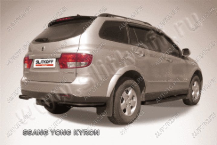 7 699 р. Защита заднего бампера уголки d57 Slitkoff  SSANGYONG Kyron (2007-2016) рестайлинг (нержавейка с полимерным покрытием в цвет черный)  с доставкой в г. Москва