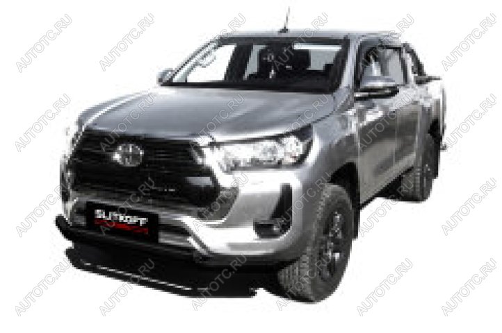 22 699 р. Защита переднего бампера d76+d57 двойная Slitkoff  Toyota Hilux  AN120 (2020-2025) 2-ой рестайлинг (нержавейка с полимерным покрытием в цвет черный)  с доставкой в г. Москва