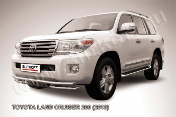 Защита переднего бампера d57+d57 двойная с защитой картера Slitkoff Toyota (Тойота) Land Cruiser (Лэнд)  200 (2012-2015) 200 1-ый рестайлинг ()