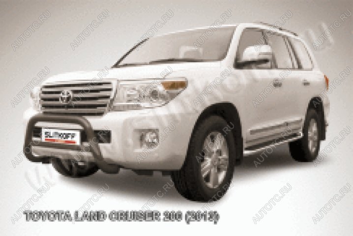 35 799 р. Защита переднего бампера кенгурятник d76 низкий Slitkoff  Toyota Land Cruiser  200 (2012-2015) 1-ый рестайлинг (нержавейка с полимерным покрытием в цвет черный)  с доставкой в г. Москва