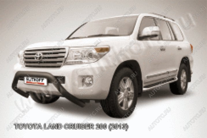 29 899 р. Защита переднего бампера кенгурятник d76 низкий мини Slitkoff  Toyota Land Cruiser  200 (2012-2015) 1-ый рестайлинг (нержавейка с полимерным покрытием в цвет черный)  с доставкой в г. Москва